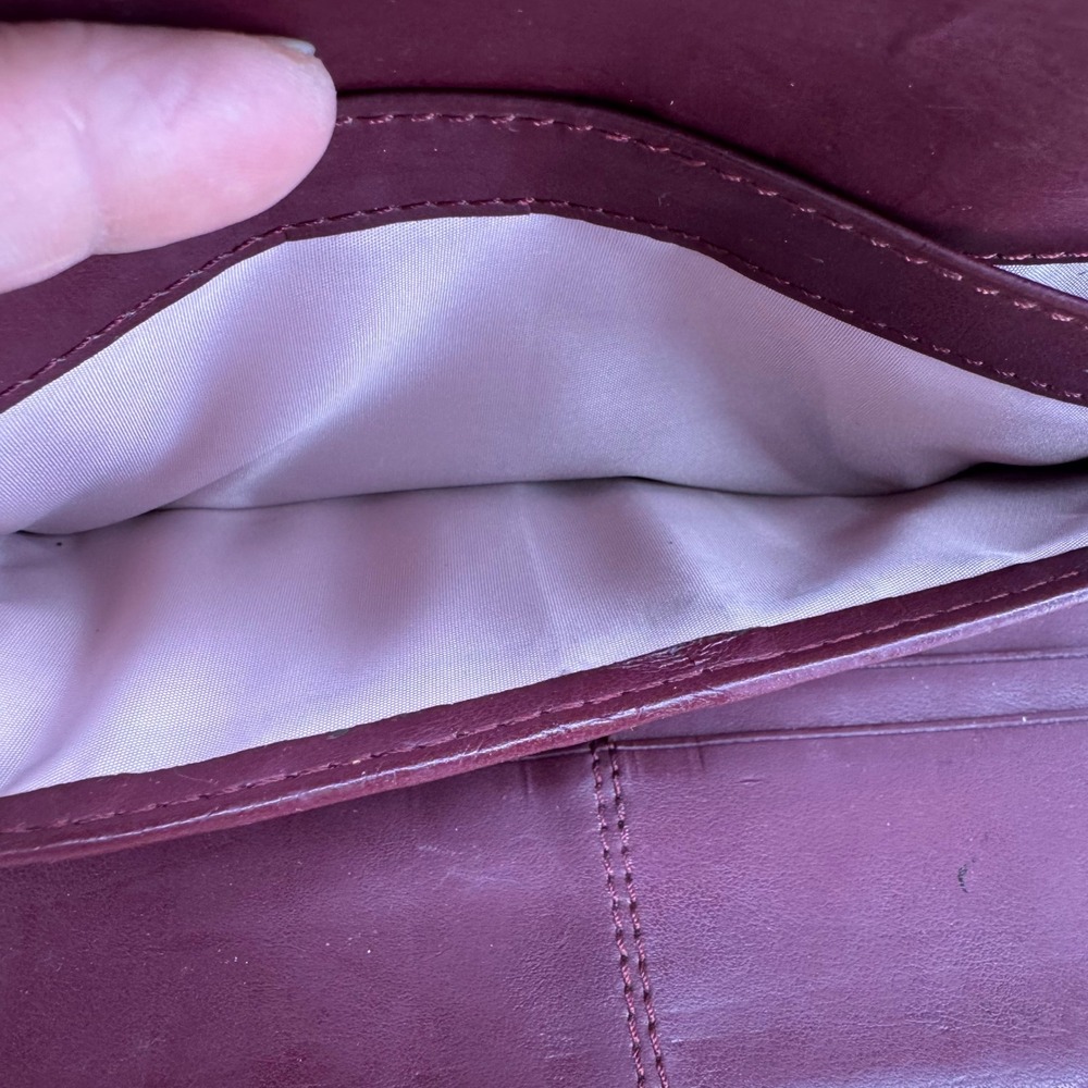 Coach Womens Cherry Red Crinkle Patent Leather Slim Envelope Wallet Logo Plate - Picture 8 of 11